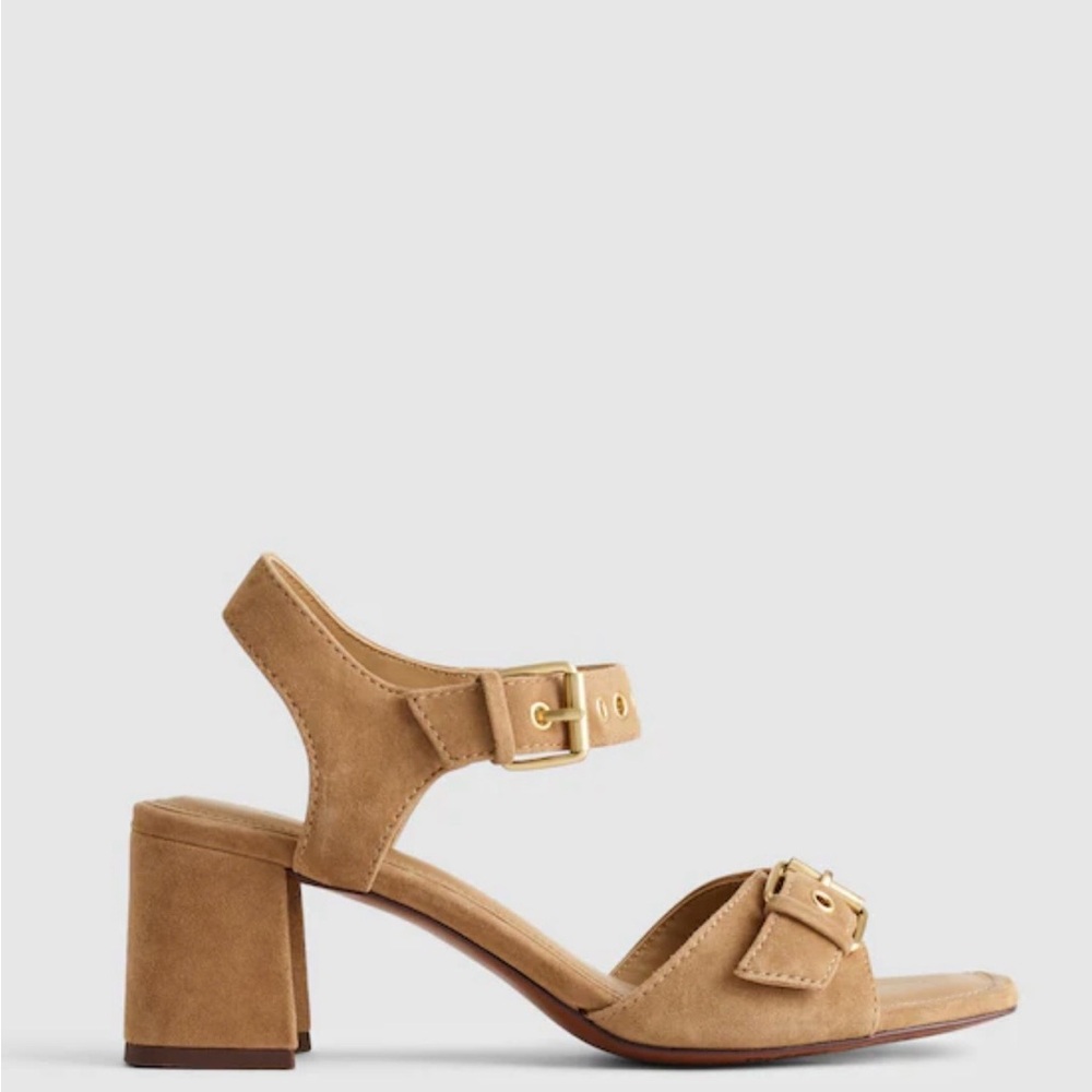 Madewell Tan Suede Block Heel Sandals - Picture 2 of 8